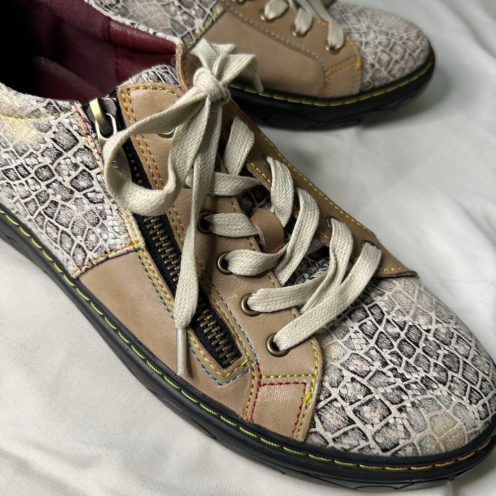 L’Artiste Spring Step Danli Cosmic Leather Sneaker Shoes EU 42 US 10.5 Embossed - Picture 5 of 11
